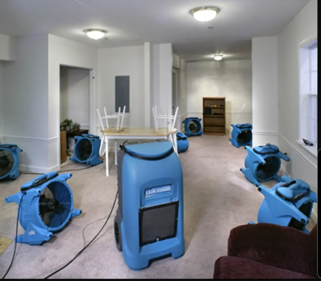 Air movers and dehumidifier setup for Water Extraction & Removal in Brigham City